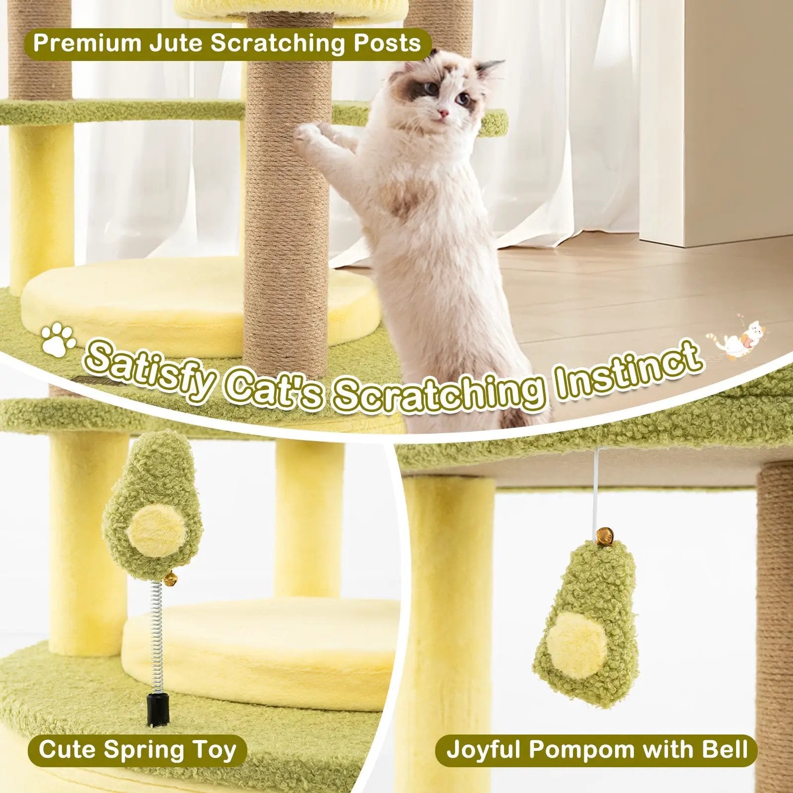Large Avocado Cat Tree Multi-level Cat Tower with Private Condo-Green by DirectDeals