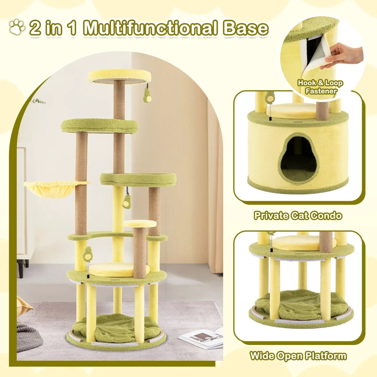 Large Avocado Cat Tree Multi-level Cat Tower with Private Condo-Green by DirectDeals