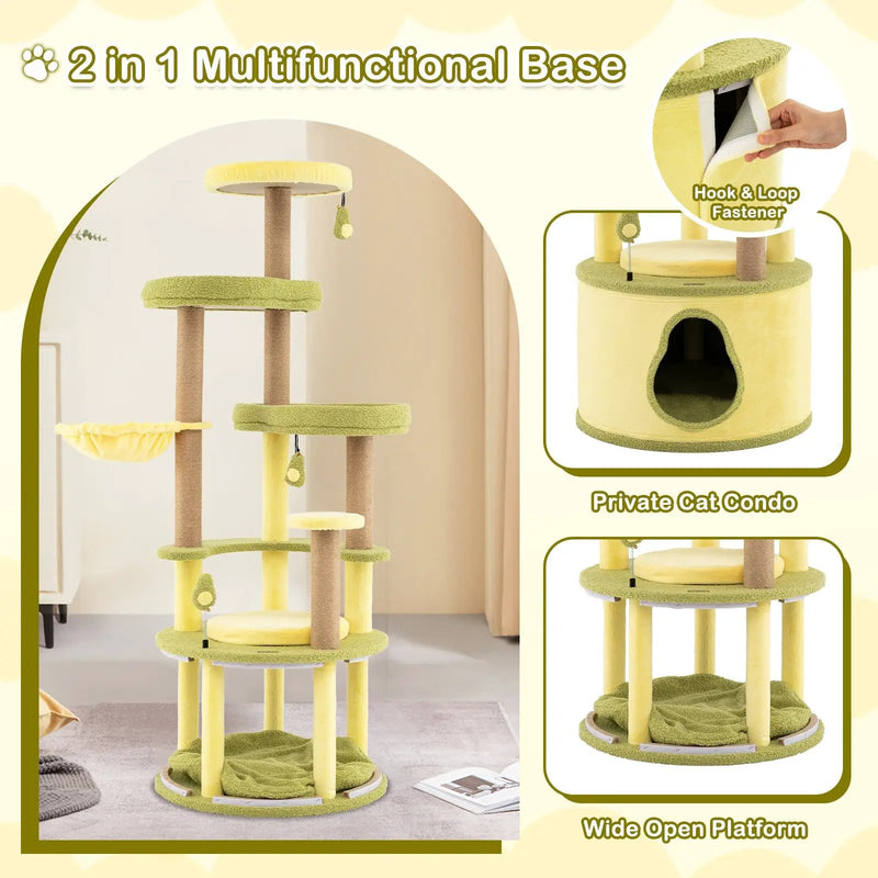 Large Avocado Cat Tree Multi-level Cat Tower with Private Condo-Green by DirectDeals