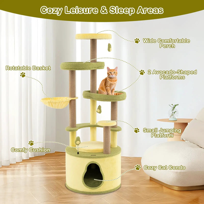 Large Avocado Cat Tree Multi-level Cat Tower with Private Condo-Green by DirectDeals