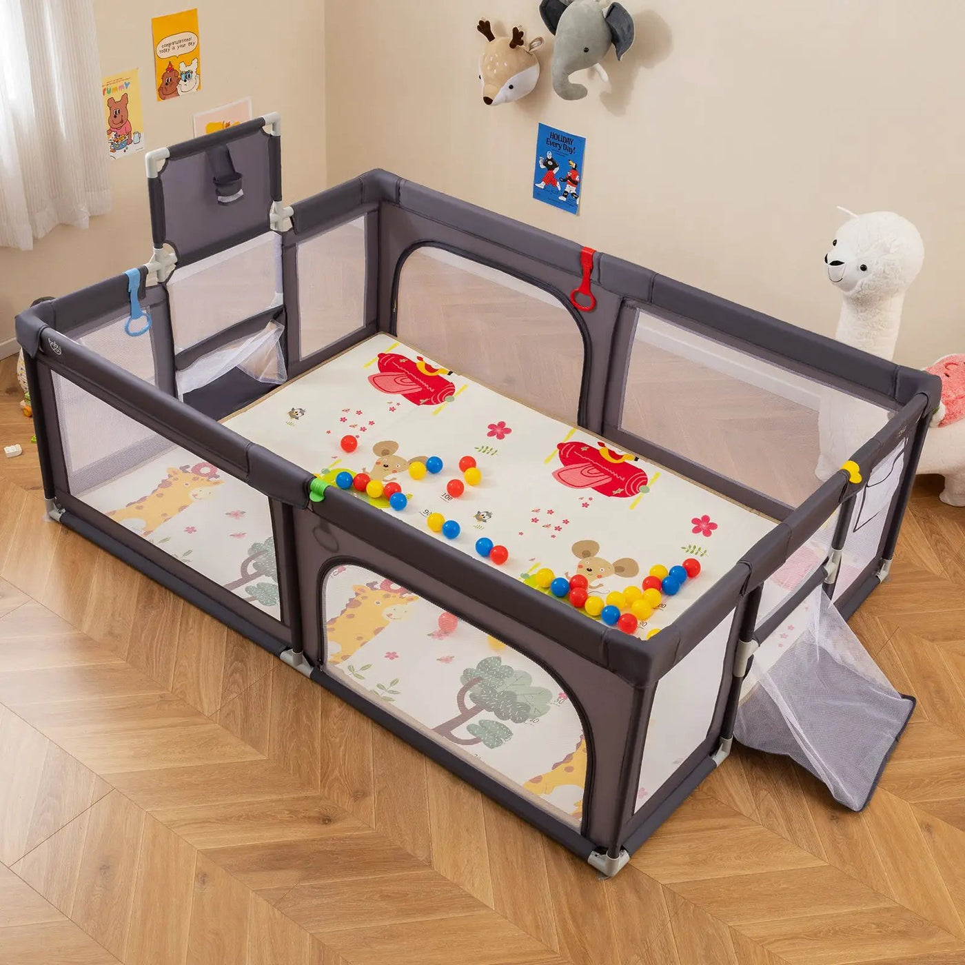 Large Baby Playpen with Mat and Ocean Balls by DirectDeals