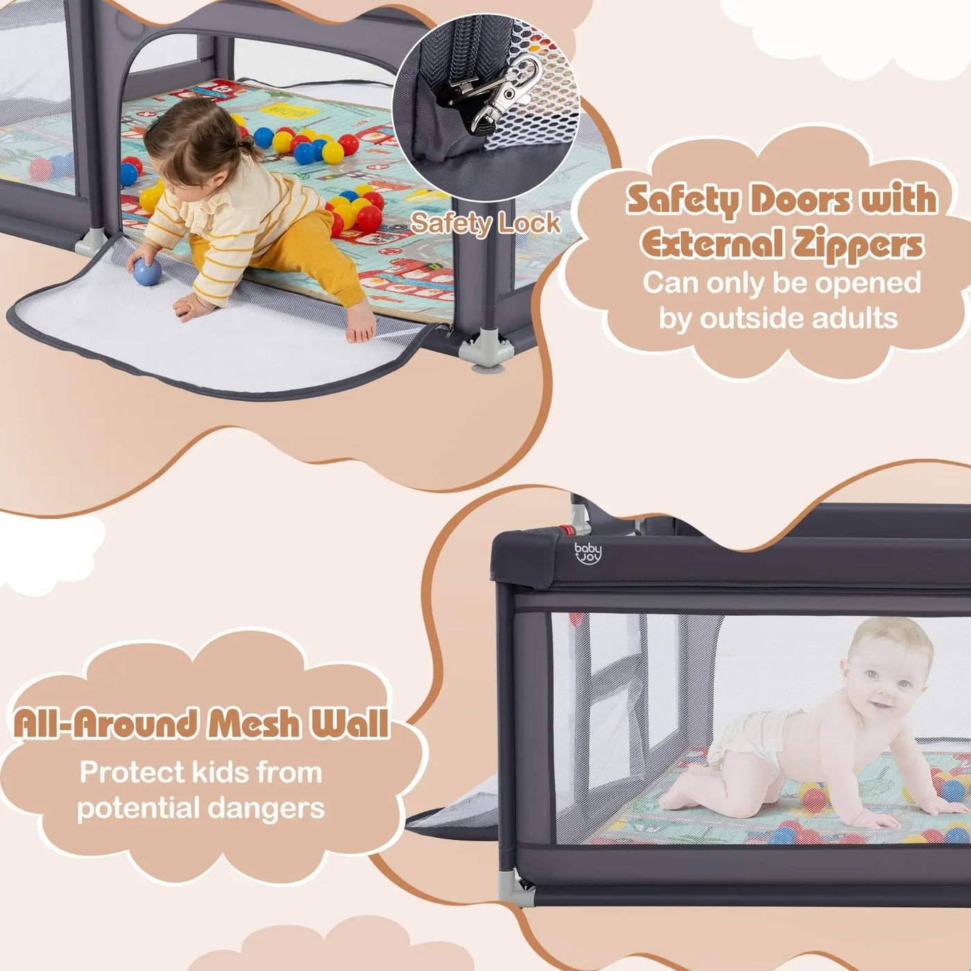 Large Baby Playpen with Mat and Ocean Balls by DirectDeals