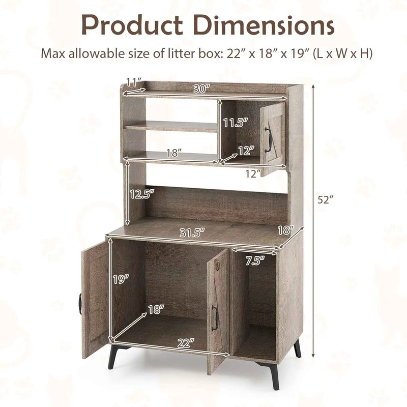 Large Cat Litter Box Enclosure with Display Storage Shelves by DirectDeals