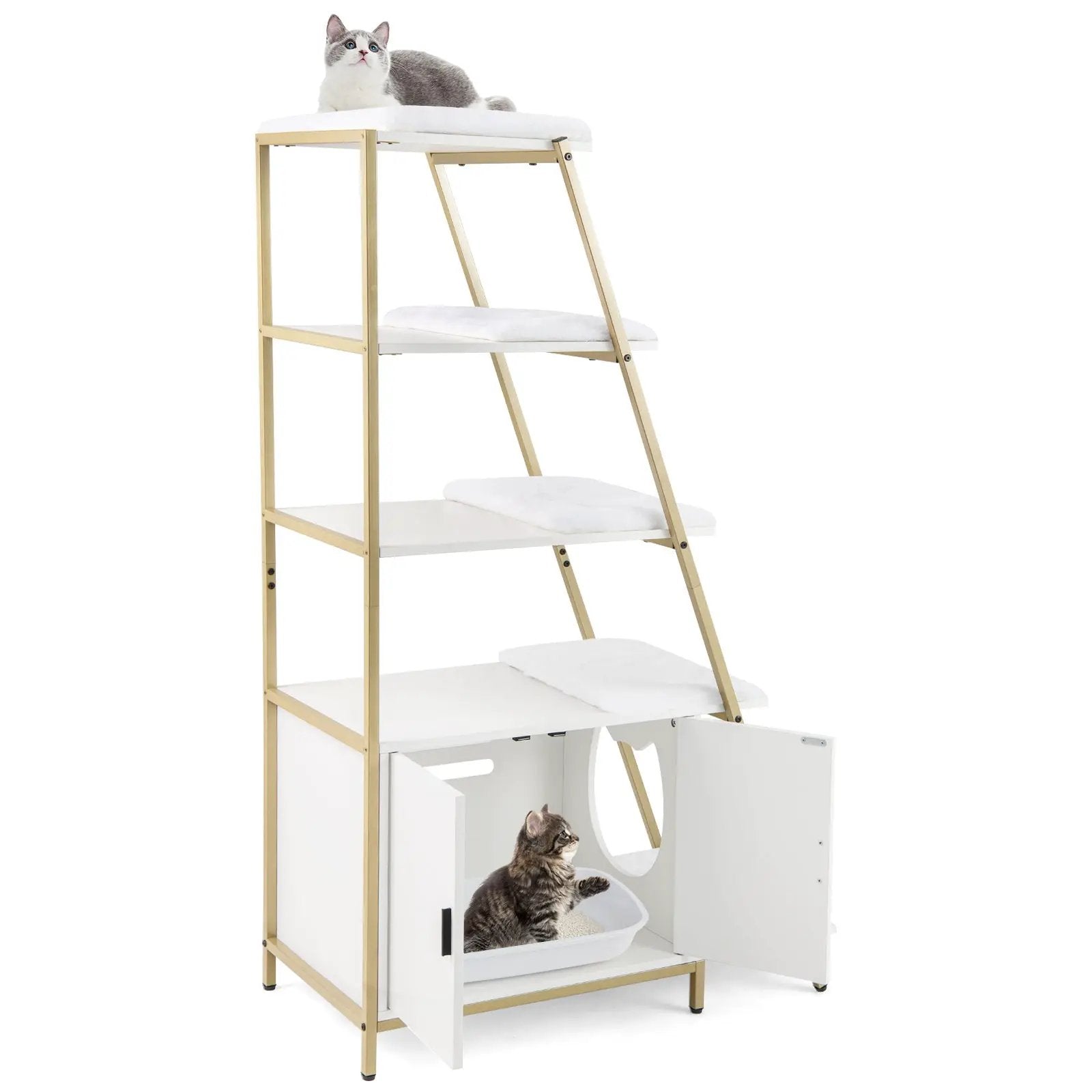 Large Cat Litter Box Enclosure with Storage and Ladder Shelf by DirectDeals