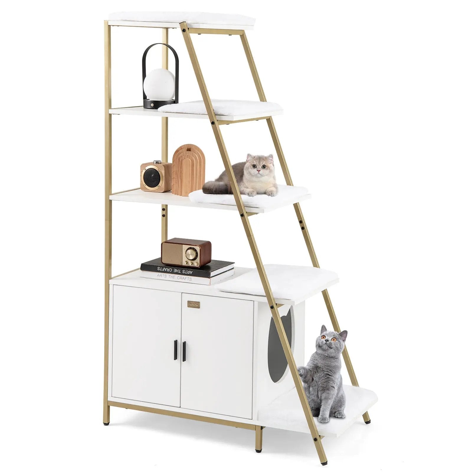 Large Cat Litter Box Enclosure with Storage and Ladder Shelf by DirectDeals