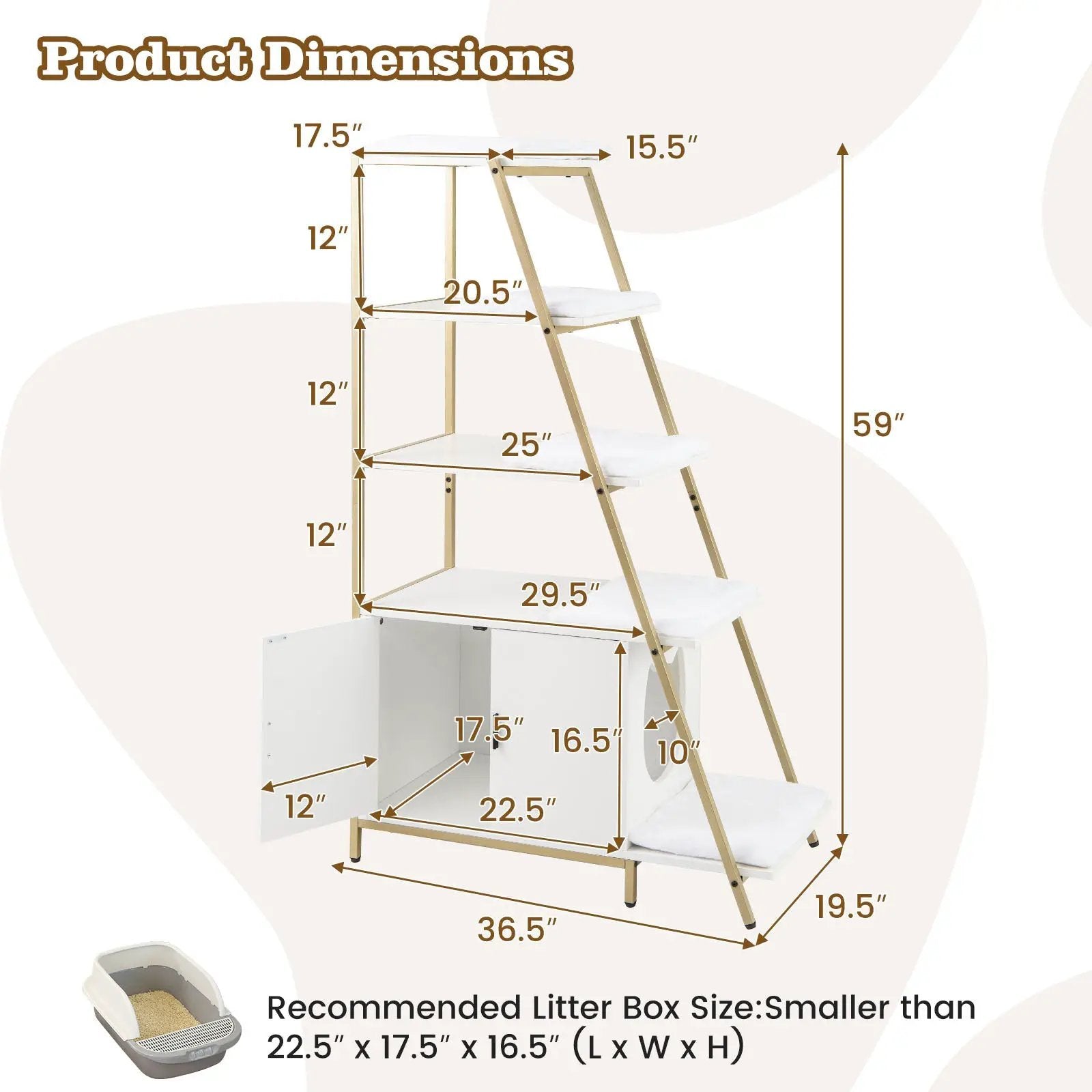 Large Cat Litter Box Enclosure with Storage and Ladder Shelf by DirectDeals