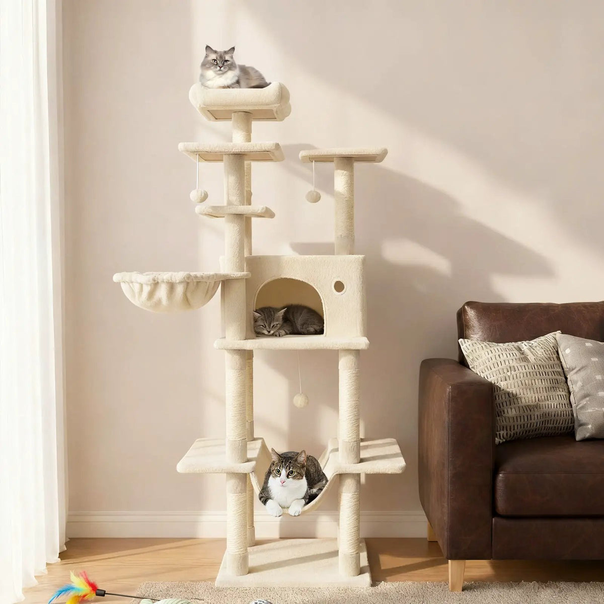 Large Cat Tree for Indoor Cats 63" Tall Cat Tower by DirectDeals