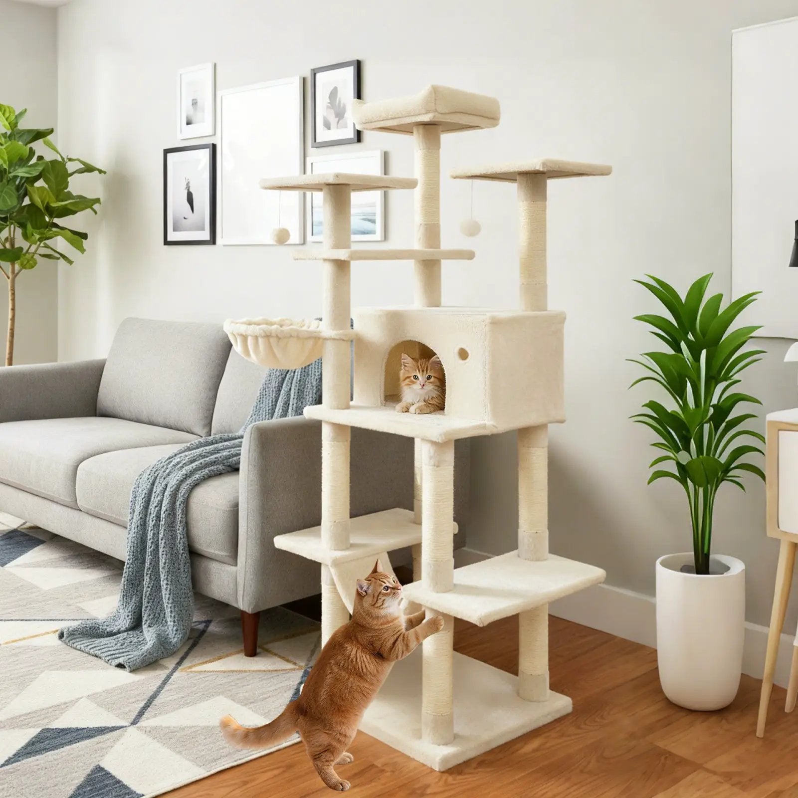 Large Cat Tree for Indoor Cats 63" Tall Cat Tower by DirectDeals