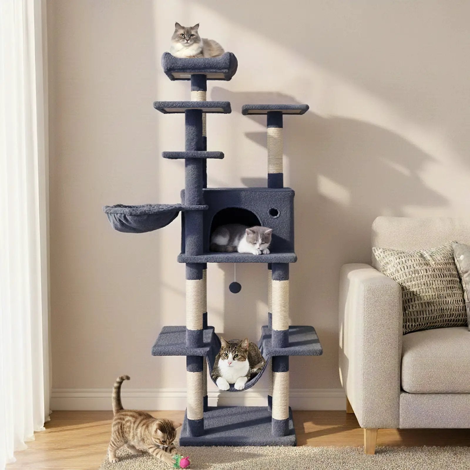 Large Cat Tree for Indoor Cats 63" Tall Cat Tower by DirectDeals
