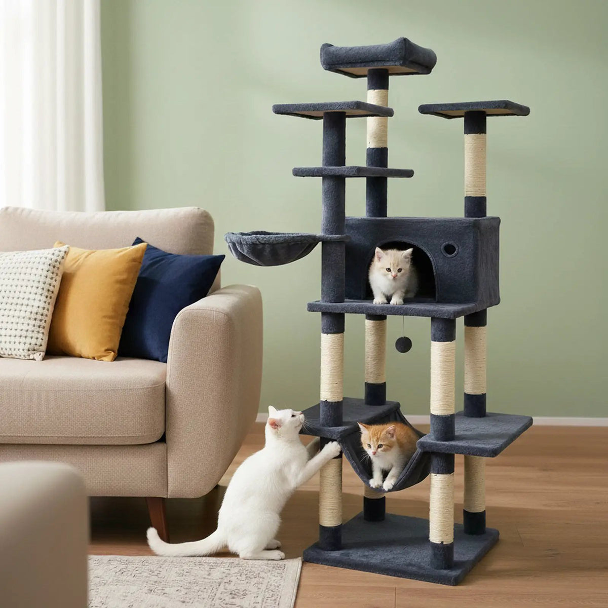 Large Cat Tree for Indoor Cats 63" Tall Cat Tower by DirectDeals