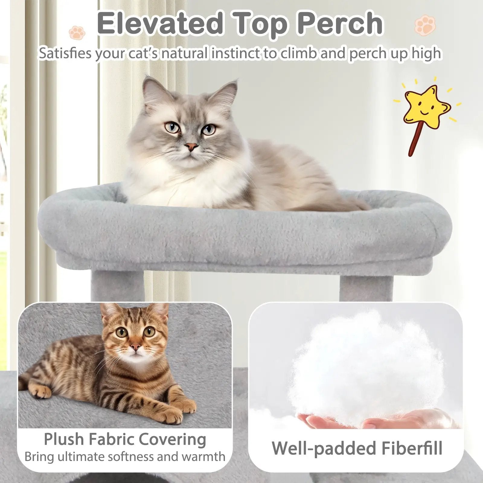 Large Cat Tree for Indoor Cats 70" Tall Cat Tower by DirectDeals