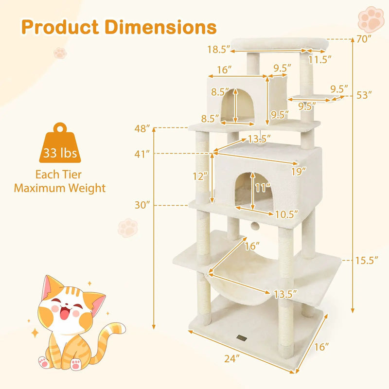 Large Cat Tree for Indoor Cats 70" Tall Cat Tower by DirectDeals