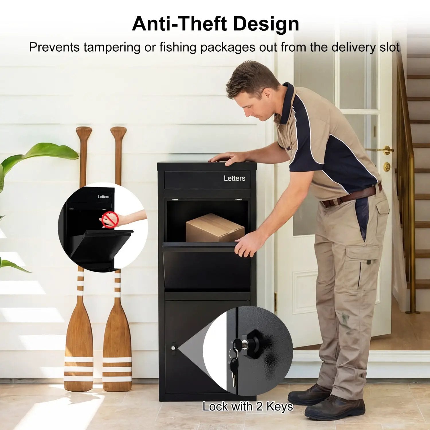 Large Galvanized Package Delivery Box for Outside with Anti-Theft Design by DirectDeals