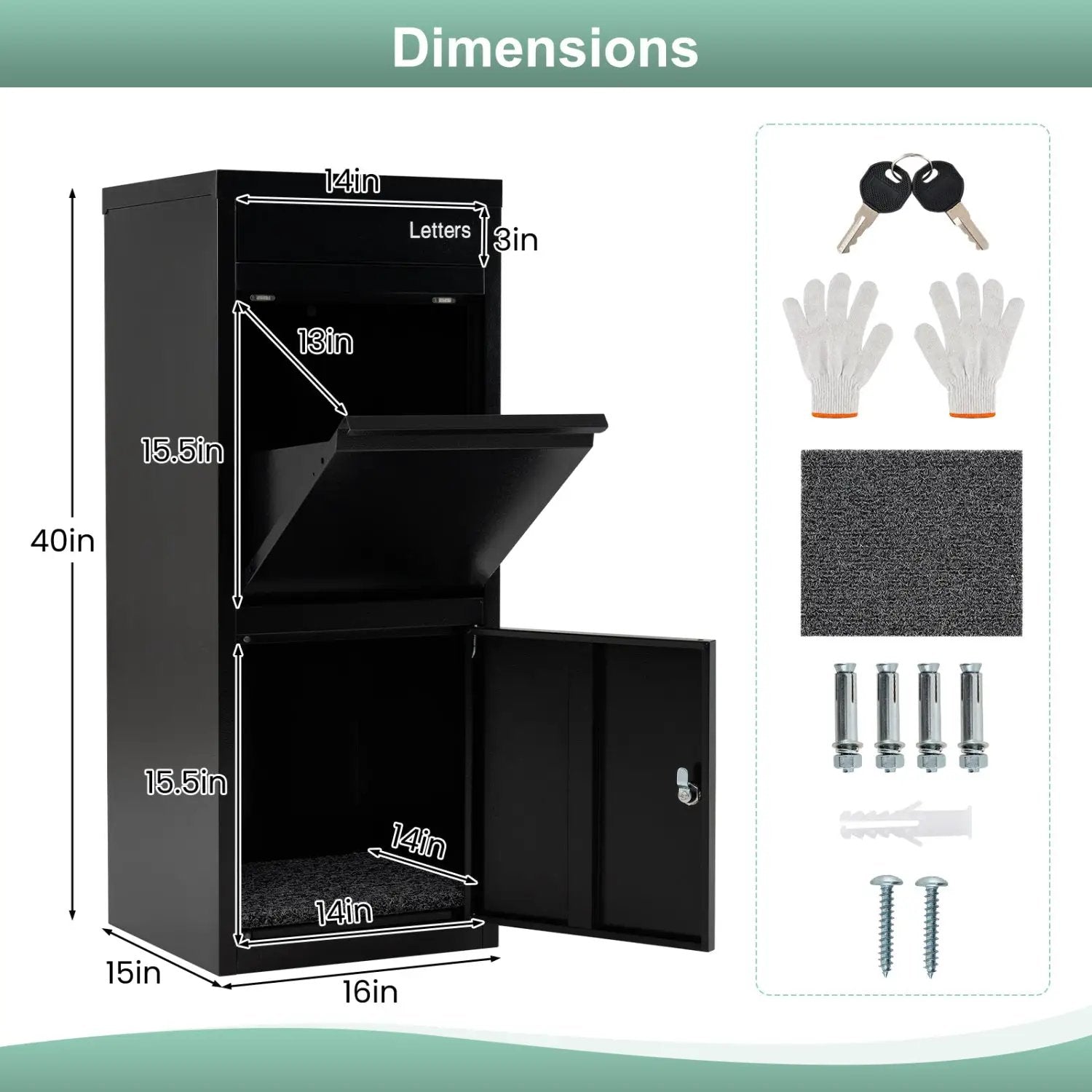 Large Galvanized Package Delivery Box for Outside with Anti-Theft Design by DirectDeals