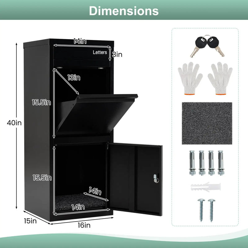 Large Galvanized Package Delivery Box for Outside with Anti-Theft Design by DirectDeals