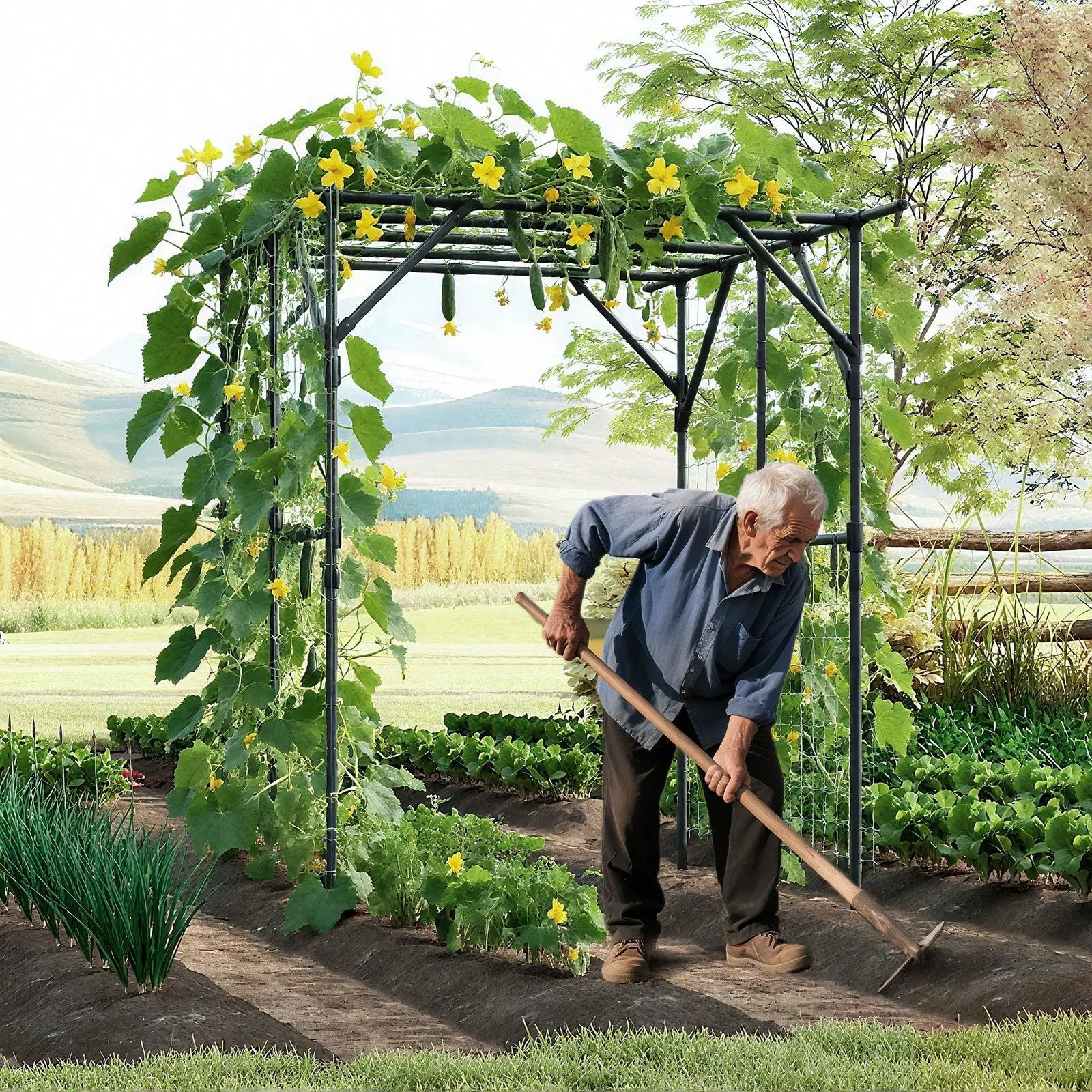 Large Garden Arch Trellis for Climbing Plants Outdoor Grape Vine Support-Black by DirectDeals