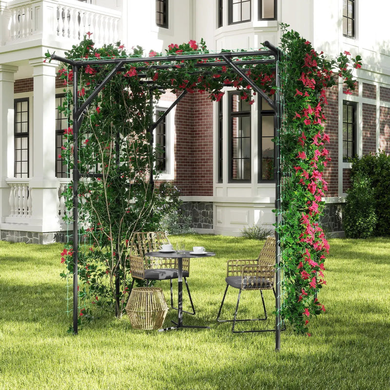 Large Garden Arch Trellis for Climbing Plants Outdoor Grape Vine Support-Black by DirectDeals