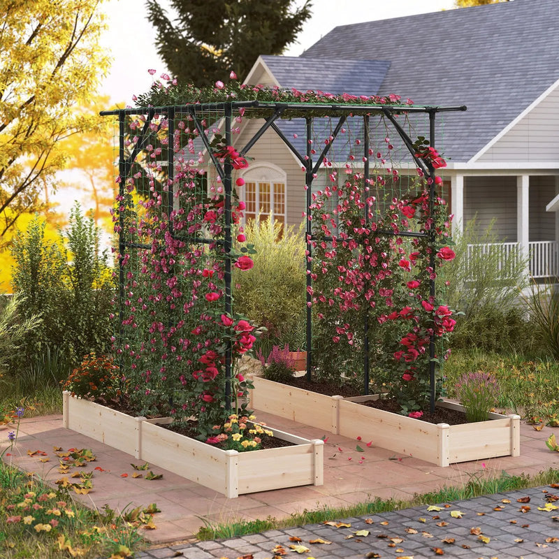 Large Garden Arch Trellis for Climbing Plants Outdoor Grape Vine Support-Black by DirectDeals