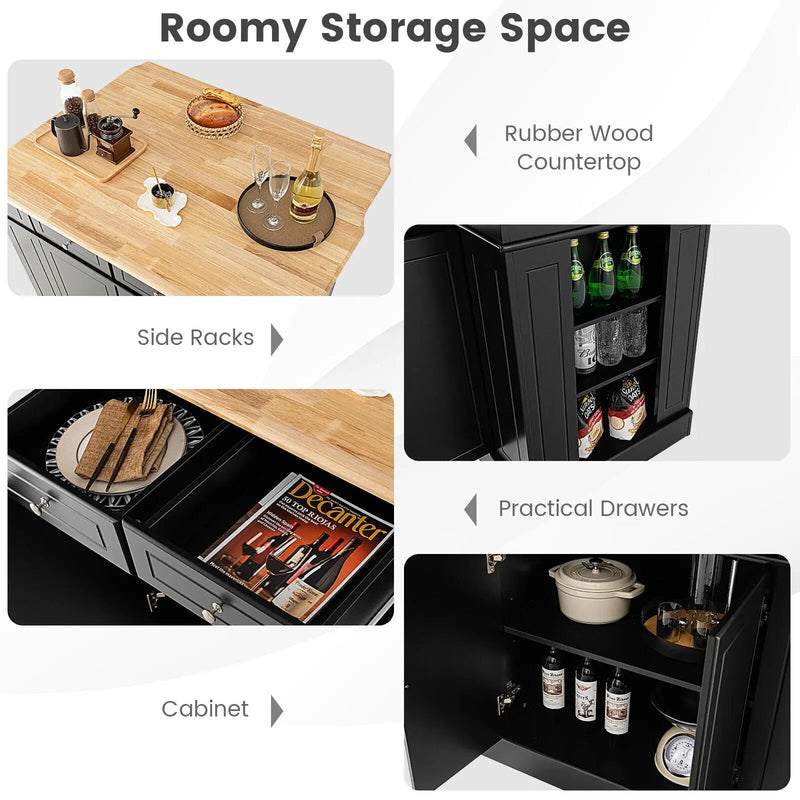 Kitchen Island with Storage and 3-Level Adjustable Shelves by DirectDeals