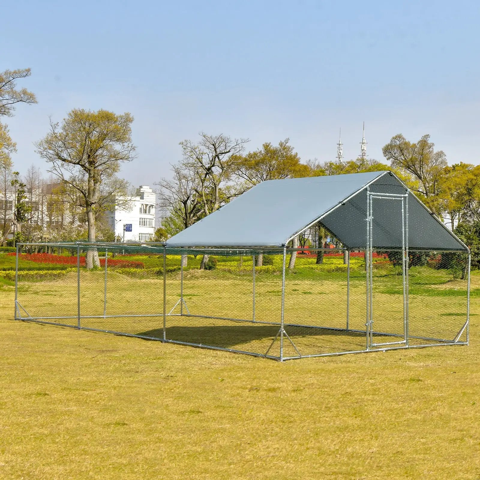 Large Metal Chicken Coop with Waterproof and Sun-proof Cover by DirectDeals