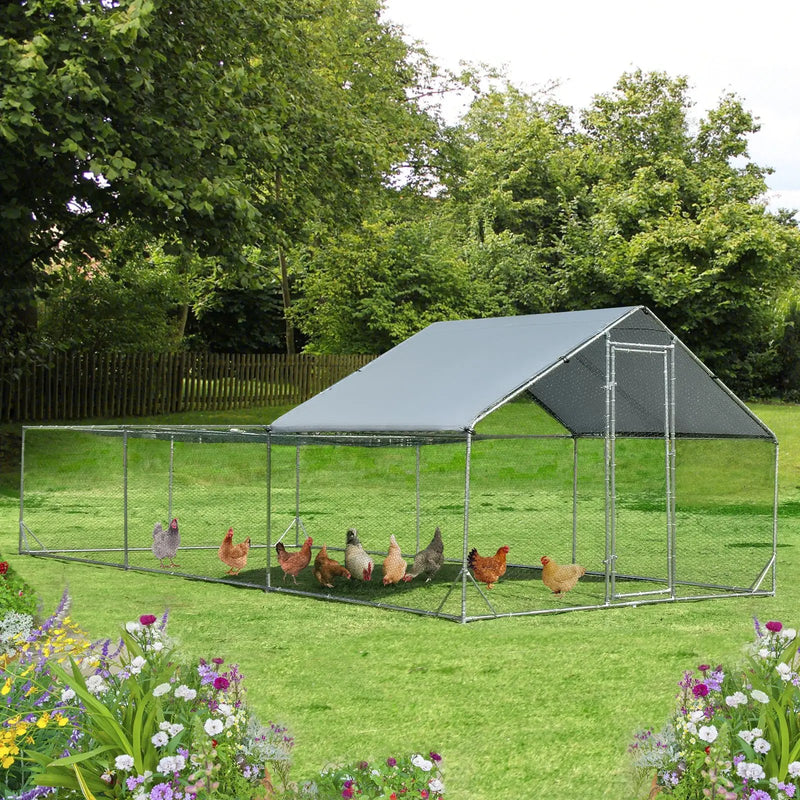 Large Metal Chicken Coop with Waterproof and Sun-proof Cover by DirectDeals