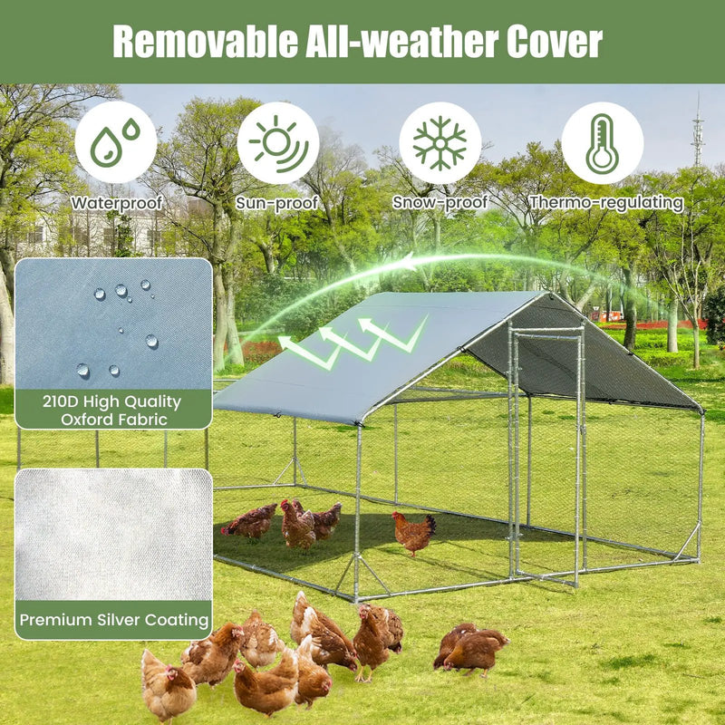Large Metal Chicken Coop with Waterproof and Sun-proof Cover by DirectDeals