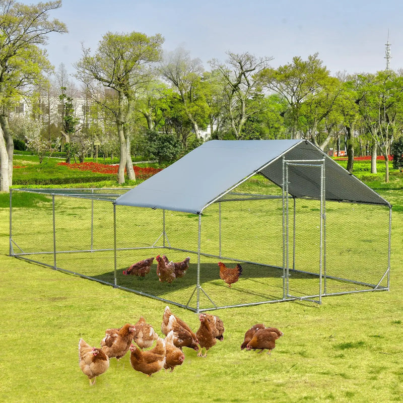 Large Metal Chicken Coop with Waterproof and Sun-proof Cover by DirectDeals