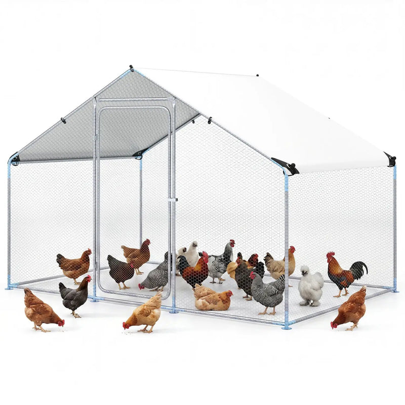 Large Metal Chicken Coop 9.8 x 6.7 Ft with Waterproof Cover by DirectDeals