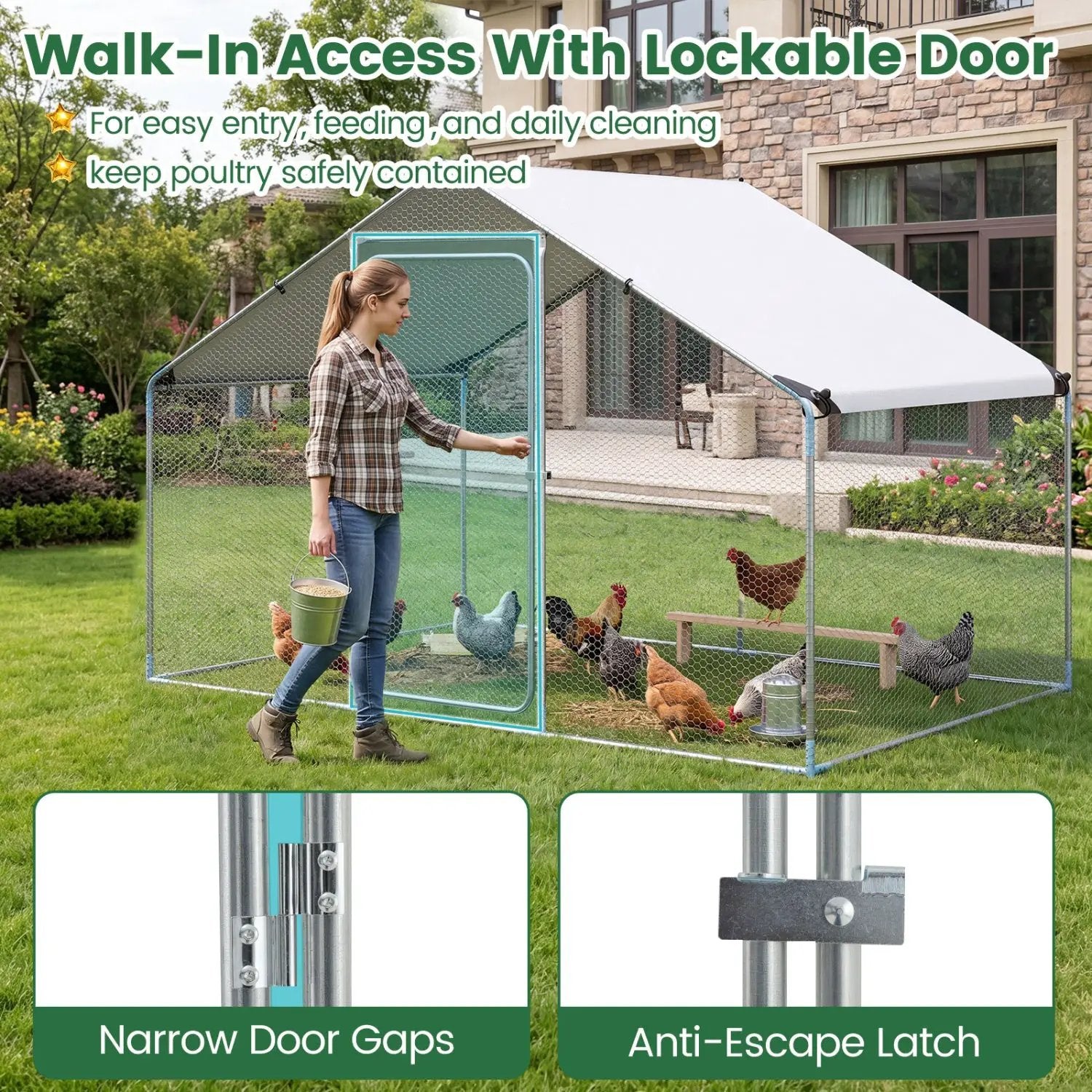 Large Metal Chicken Coop 9.8 x 6.7 Ft with Waterproof Cover by DirectDeals