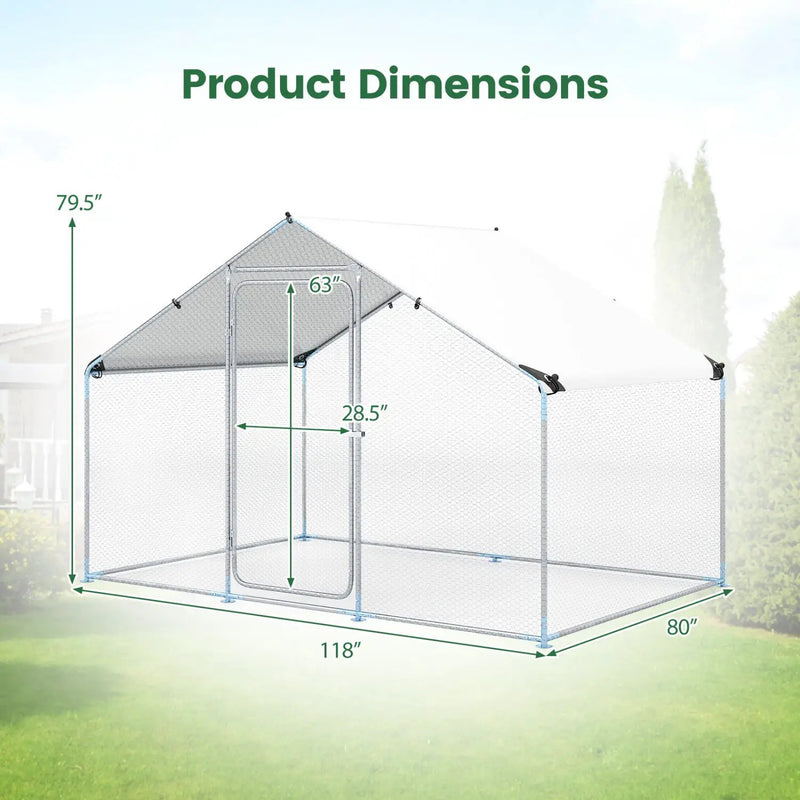 Large Metal Chicken Coop 9.8 x 6.7 Ft with Waterproof Cover by DirectDeals