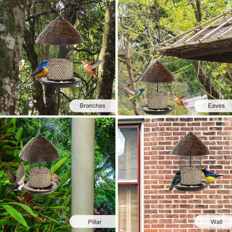 Squirrel-proof Metal Wild Bird Feeder with Perch and Drain Holes by DirectDeals