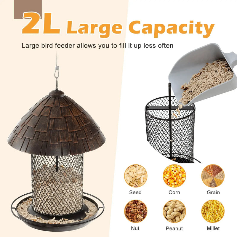 Squirrel-proof Metal Wild Bird Feeder with Perch and Drain Holes by DirectDeals