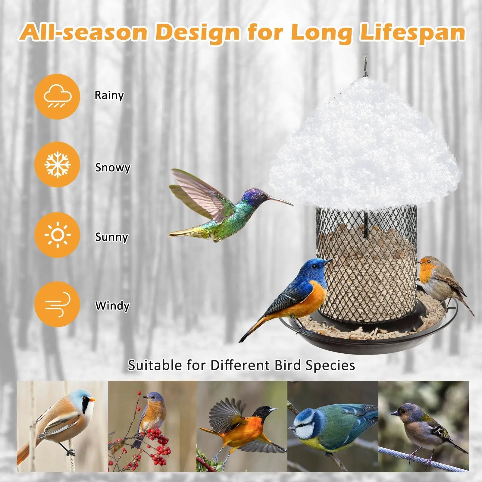 Squirrel-proof Metal Wild Bird Feeder with Perch and Drain Holes by DirectDeals