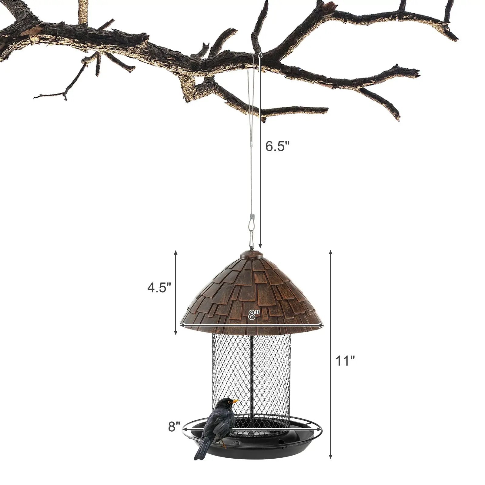 Squirrel-proof Metal Wild Bird Feeder with Perch and Drain Holes by DirectDeals