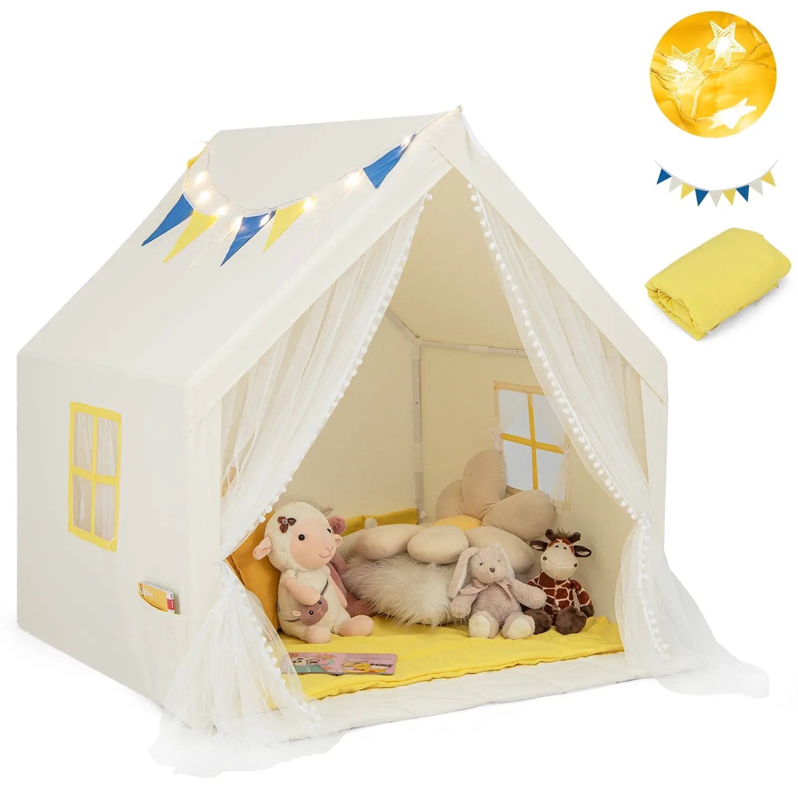 48 x 42 x 50 Inch Large Play Tent with Washable Cotton Mat Holiday Birthday Gift for Kids by DirectDeals