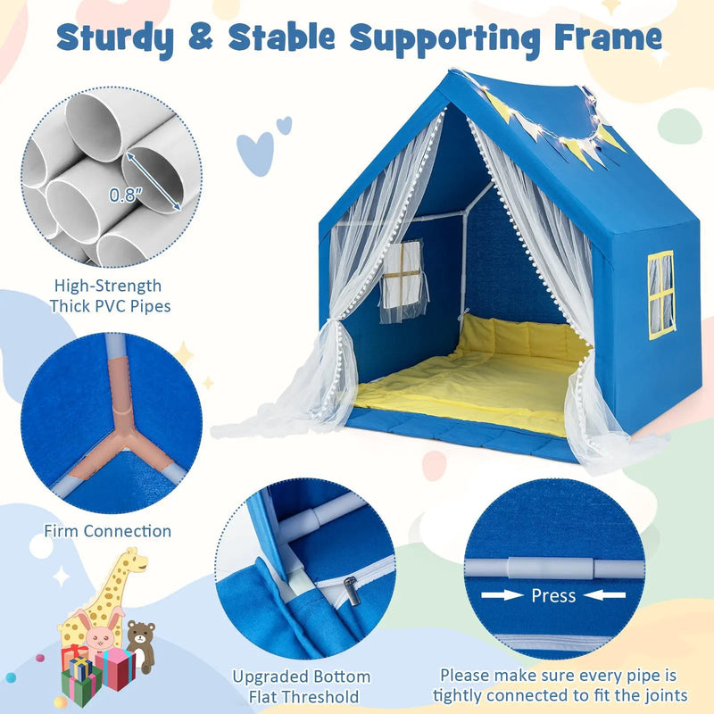 48 x 42 x 50 Inch Large Play Tent with Washable Cotton Mat Holiday Birthday Gift for Kids by DirectDeals