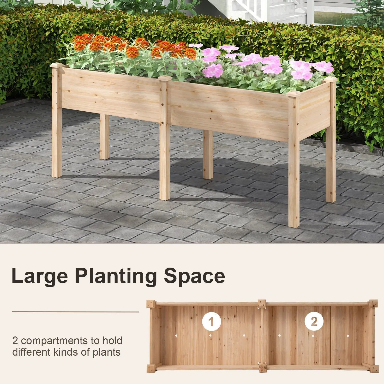 Large Raised Garden Bed with Drainage Holes and 6 Supporting Legs by DirectDeals
