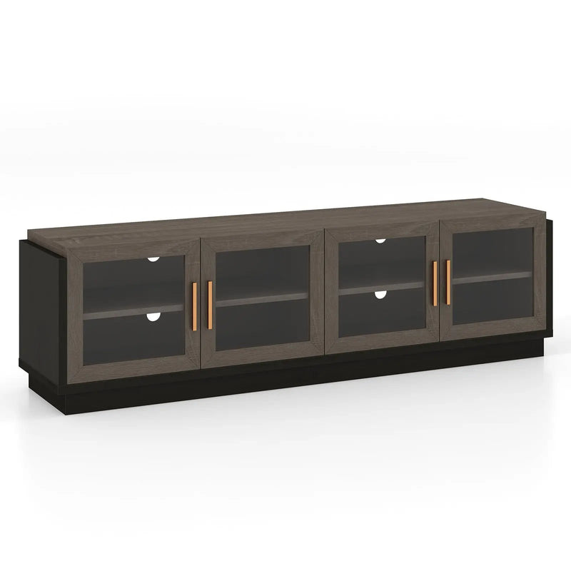 Large TV Stand for TVs up to 75 Inch with 4 Tempered Glass Doors for Living Room by DirectDeals