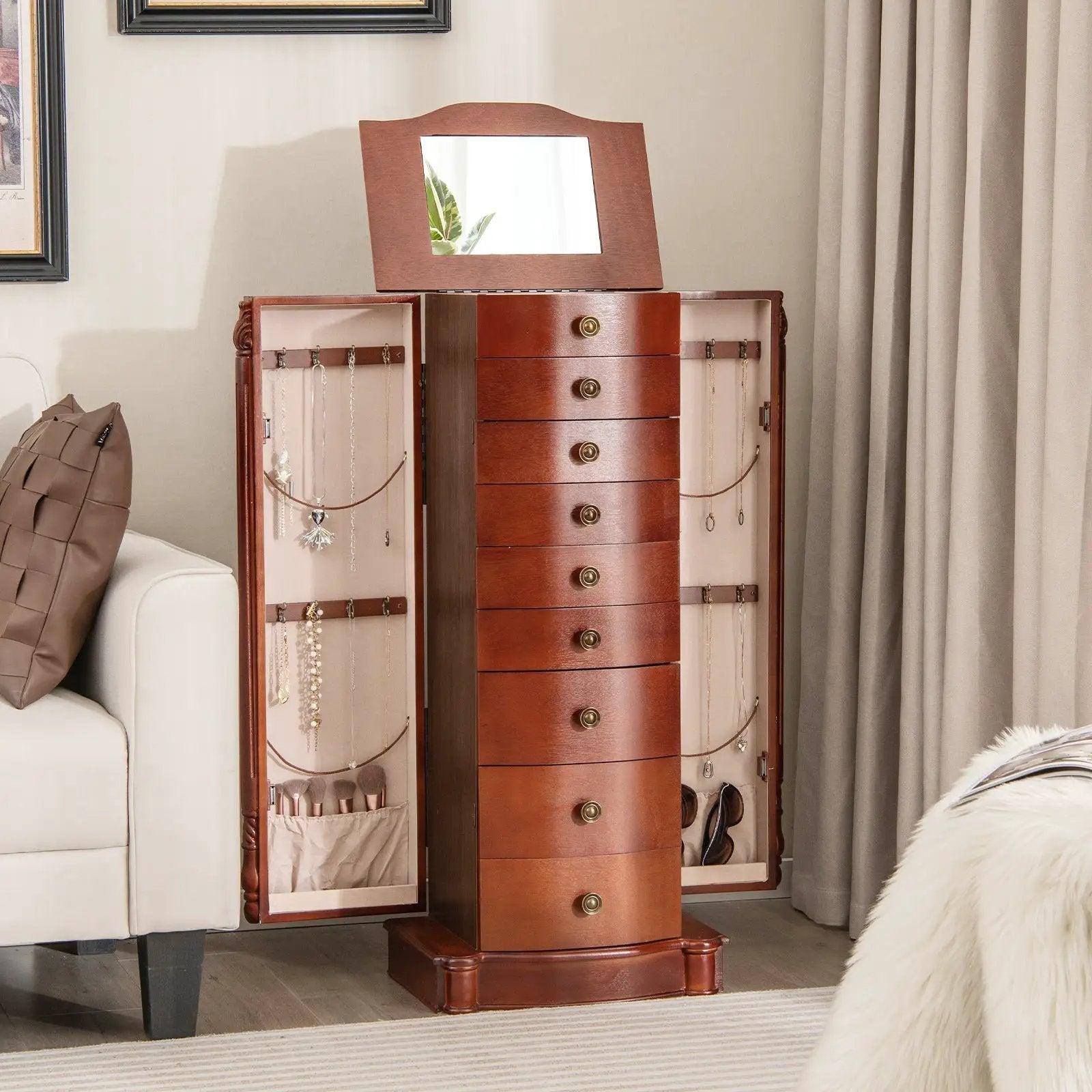 Large Wooden Jewelry Storage Box Organizer by DirectDeals