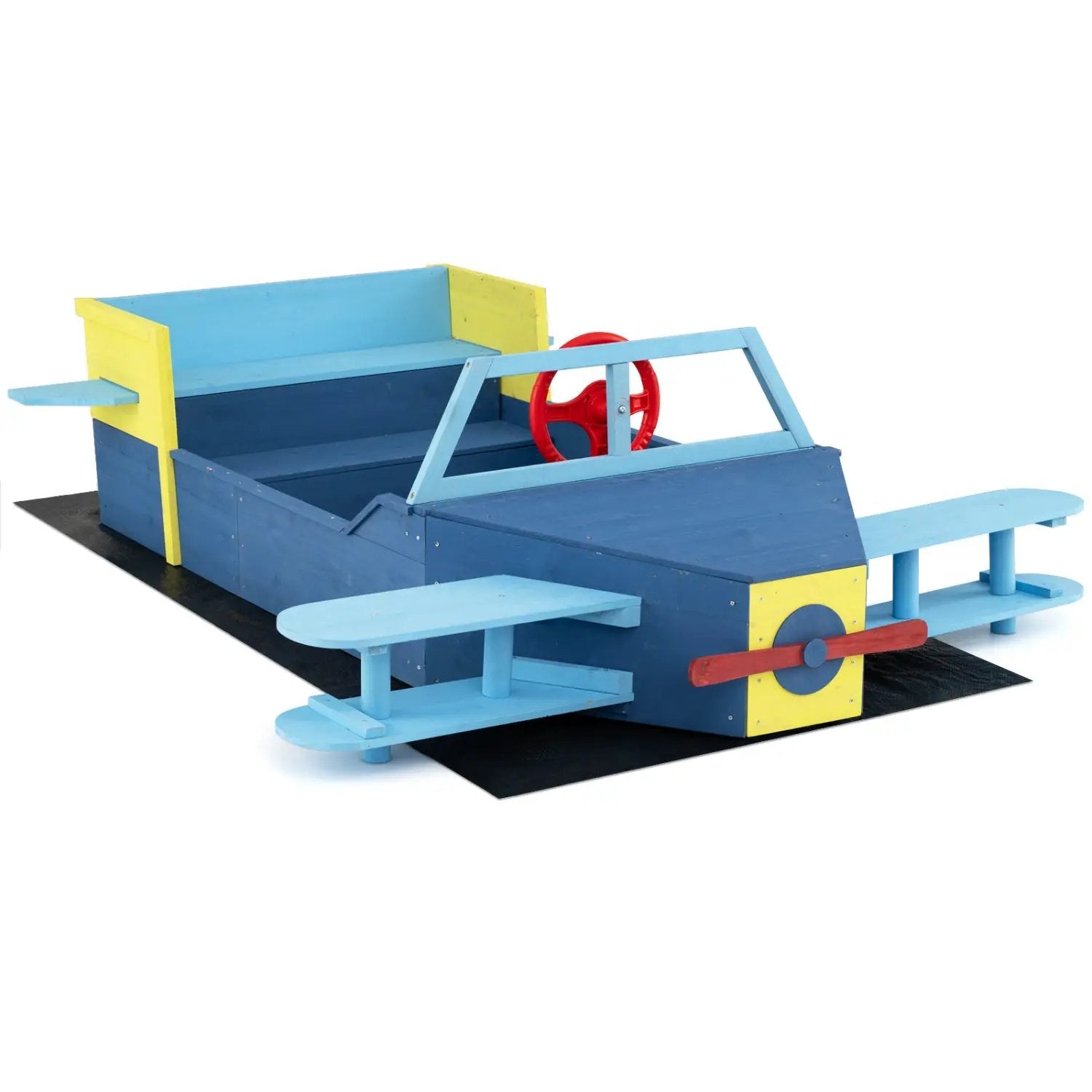 Large Wooden Kids Sandbox with Bottom Liner and Bench Seat by DirectDeals