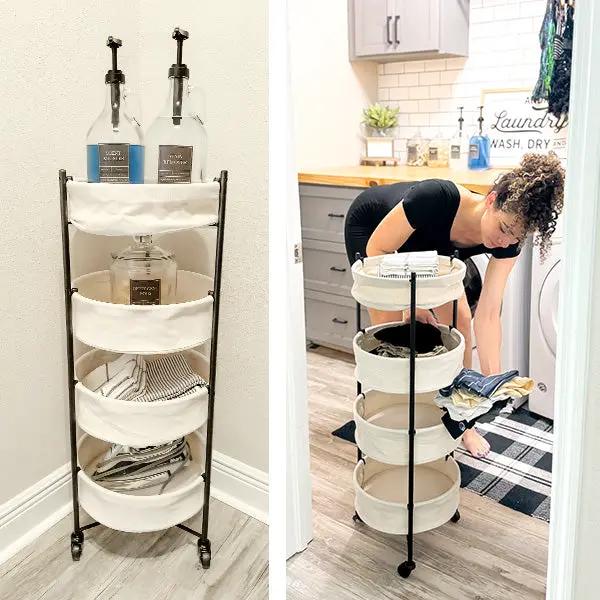 Foldable 4 Tiered Rolling Laundry Cart by Decor Steals