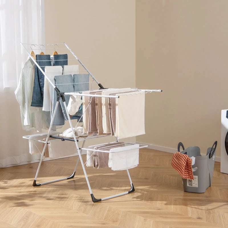 2-level Laundry Drying Rack with Height Adjustable Wings by DirectDeals