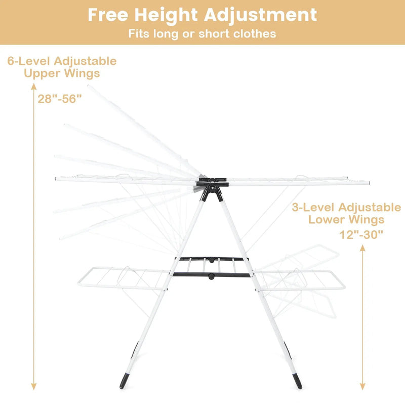 2-level Laundry Drying Rack with Height Adjustable Wings by DirectDeals