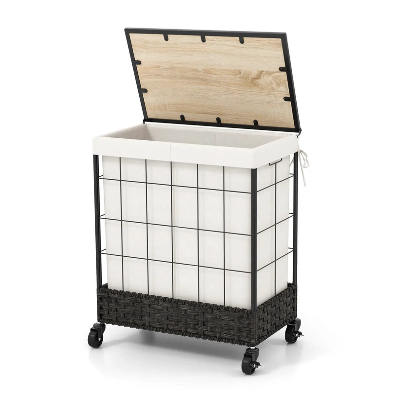 Laundry Hamper with Lid and Lockable Wheels by DirectDeals