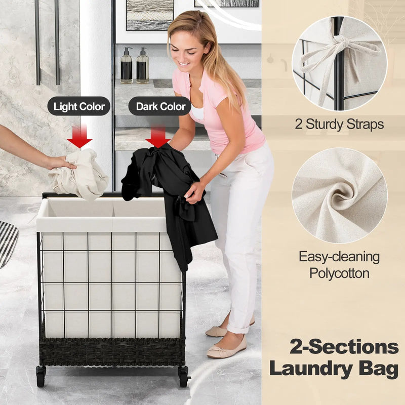 Laundry Hamper with Lid and Lockable Wheels by DirectDeals
