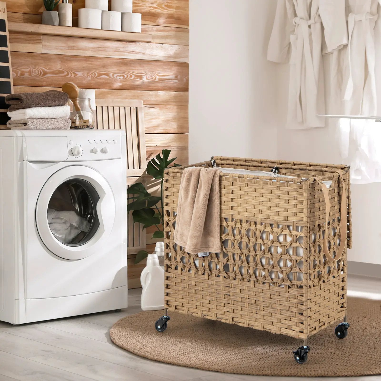 2-Section Laundry Hamper with Removable Bags, 110L by DirectDeals