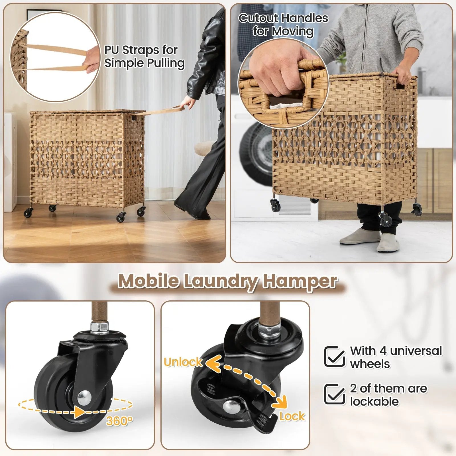 2-Section Laundry Hamper with Removable Bags, 110L by DirectDeals