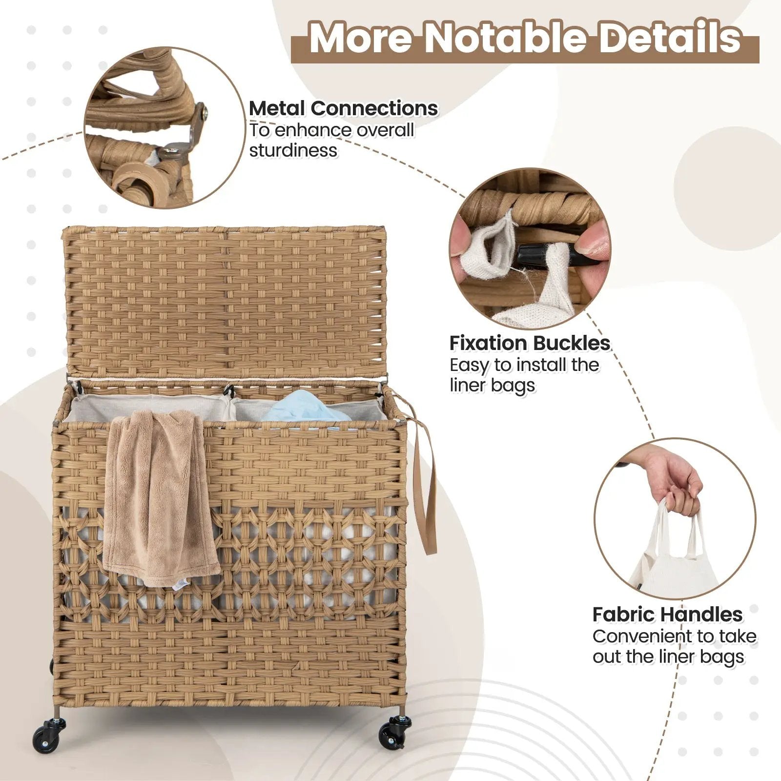 2-Section Laundry Hamper with Removable Bags, 110L by DirectDeals