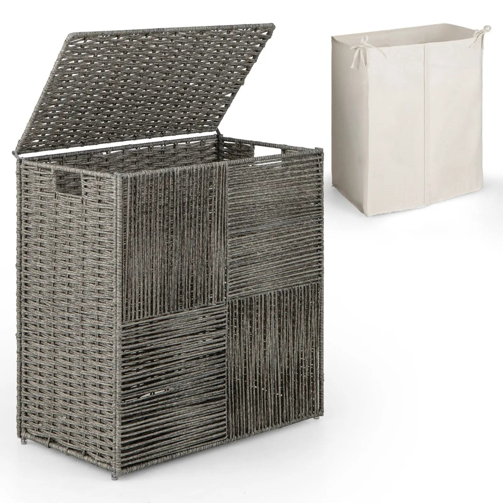 29 Gallons Laundry Hamper with Convenient Handles and Removable Liner Bag-Gray by DirectDeals