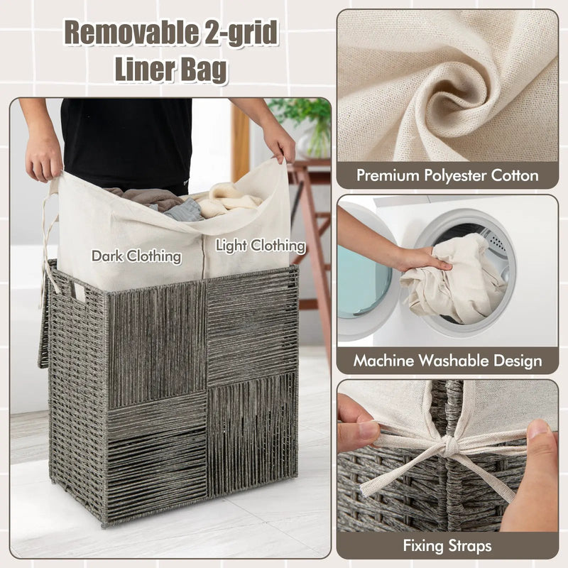29 Gallons Laundry Hamper with Convenient Handles and Removable Liner Bag-Gray by DirectDeals